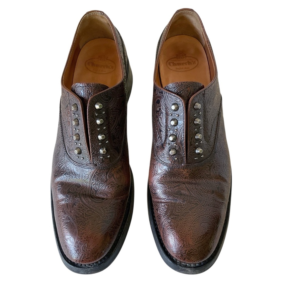Church’s Issie R Tooled Leather Slip On Shoes Size 38.5/US 8.5